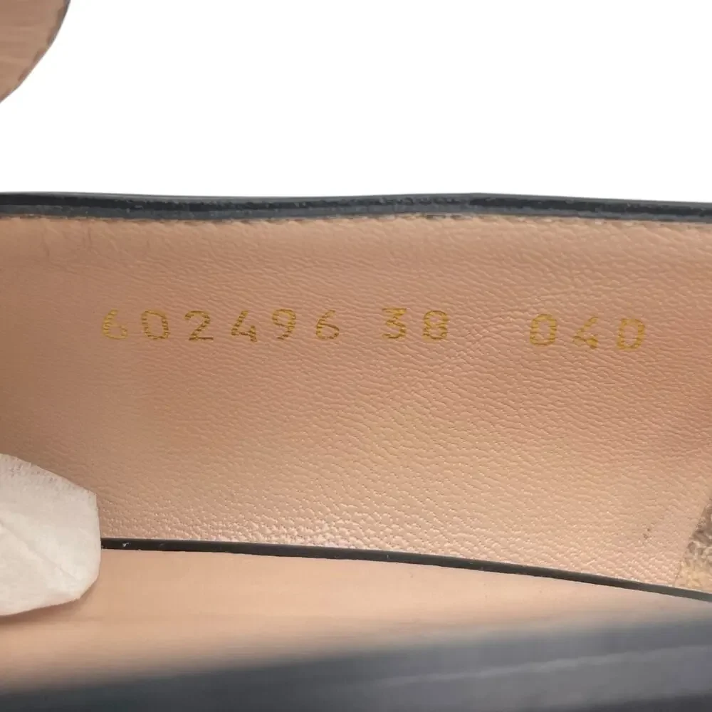 Gucci Double GG Logo Square Toe Slip On Leather Loafer Black Size 38 - Picture 13 of 16